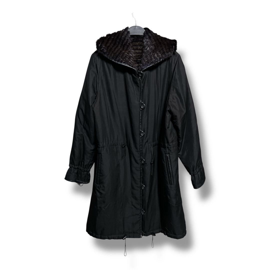 リアルファー リバーシブルコート ロングコート シャカシャカ フード