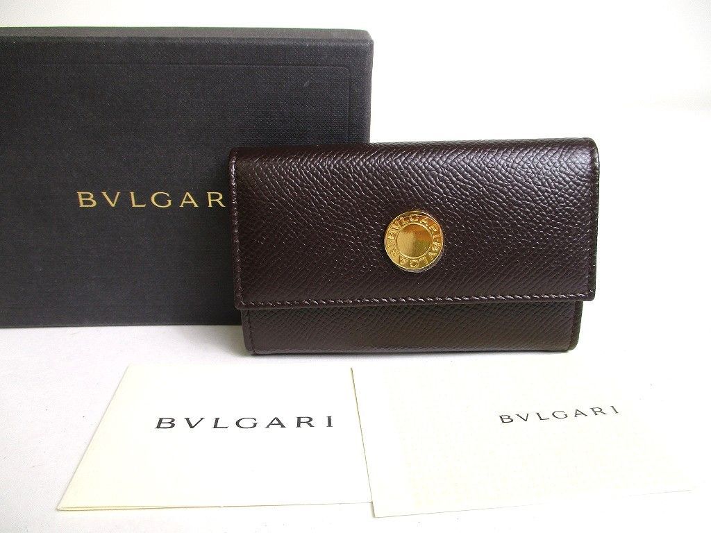 ブルガリ BVLGARI ブルガリブルガリ グレインレザー ゴールド金具 6連 キーケース キーリング メンズ レディース 【未使用保管品】