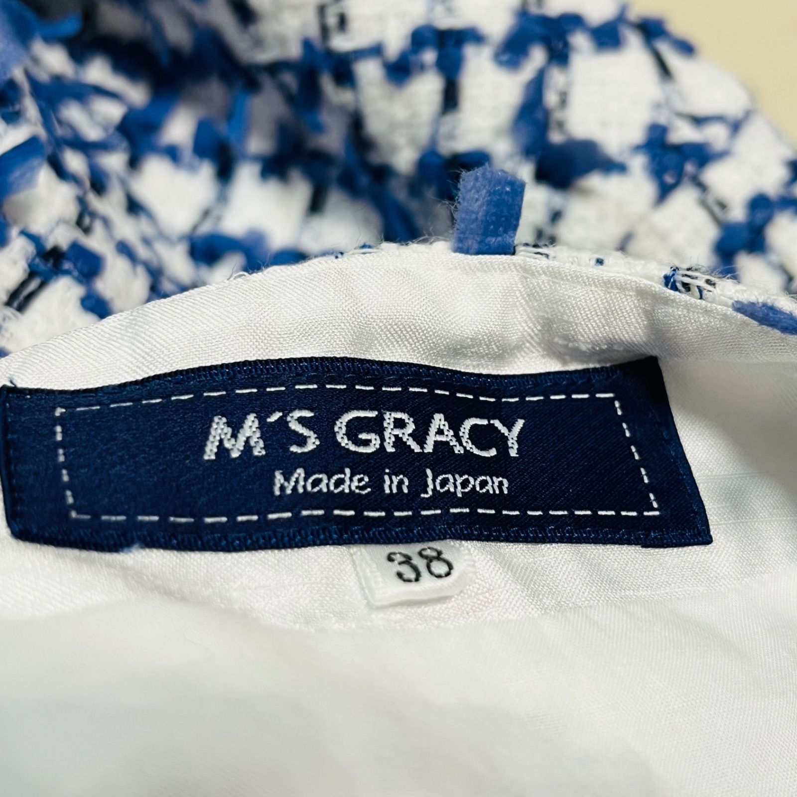 M's GRACY エムズグレイシー パールボタン ツイードワンピース ドレス