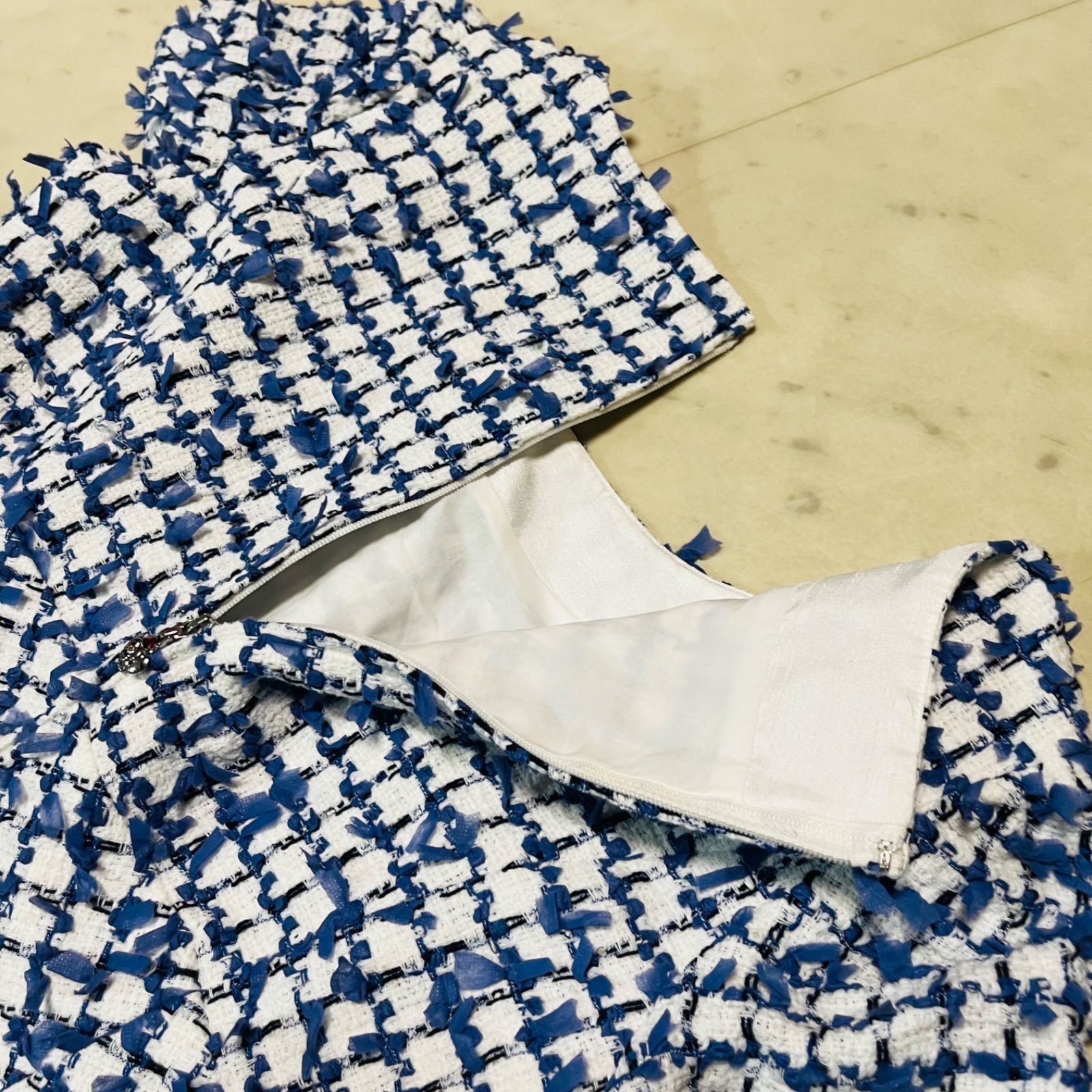 M's GRACY エムズグレイシー パールボタン ツイードワンピース ドレス