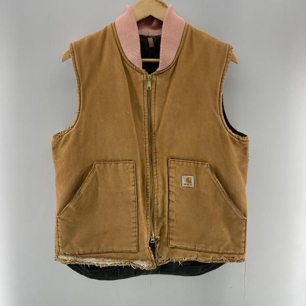 f*i様 80-90s 星タグ USA製 carhartt ブラウン ベスト X 中古】Carhartt 90s 星タグ 中綿ベスト ブラウン サイズM ※リブ&ジップ