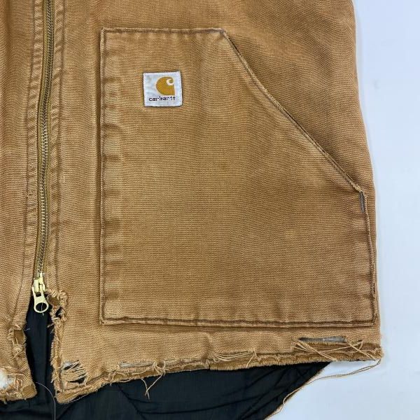 中古】Carhartt 90s 星タグ 中綿ベスト ブラウン サイズM ※リブ&ジップ