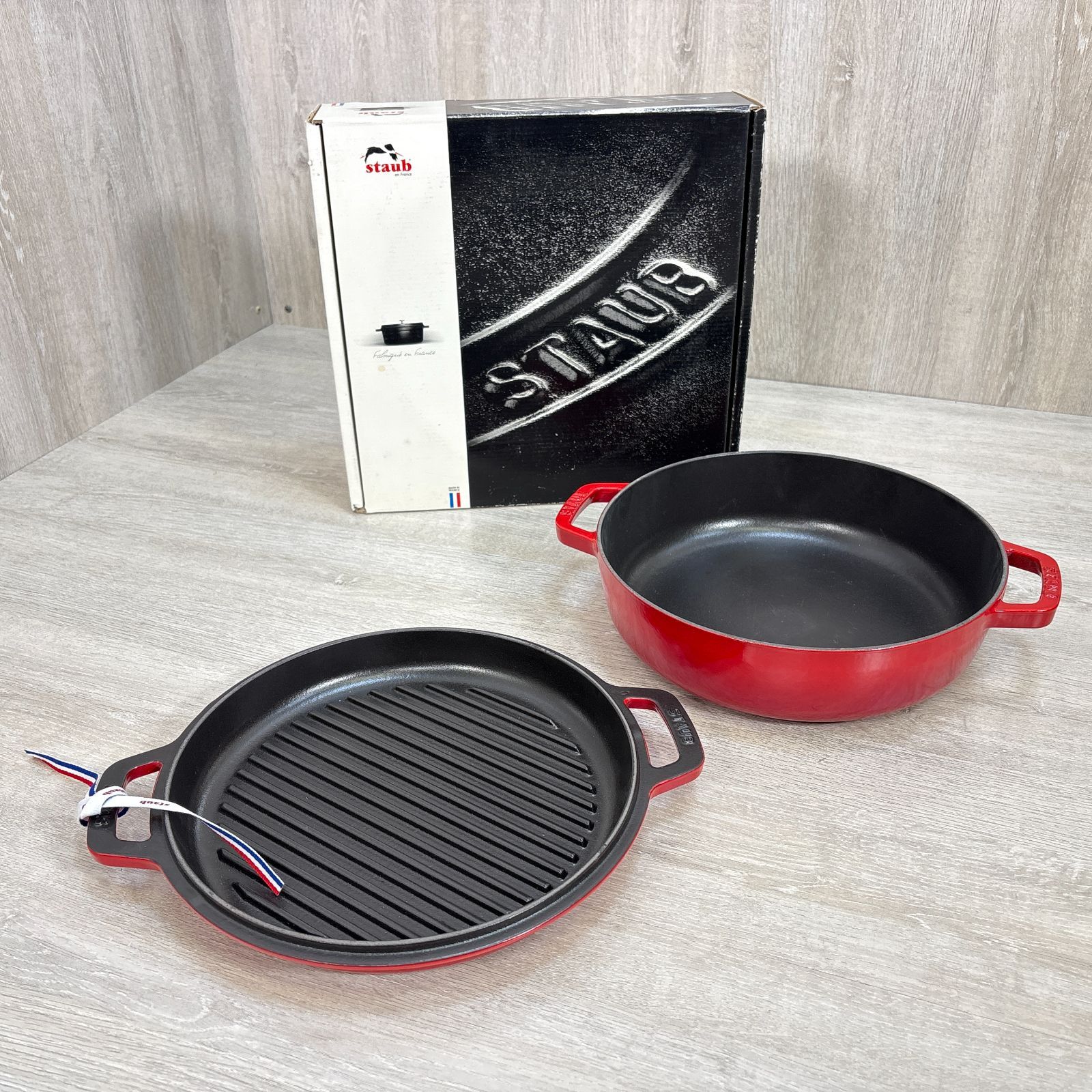 STAUB ストウブ Sukiyaki&グリルパン 26cm チェリー 40508-281 両手鍋