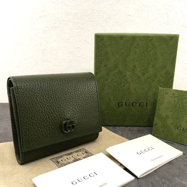 極美品 GUCCI ダブルG ミディアムウォレット 598587 グリーン 箱付き 382