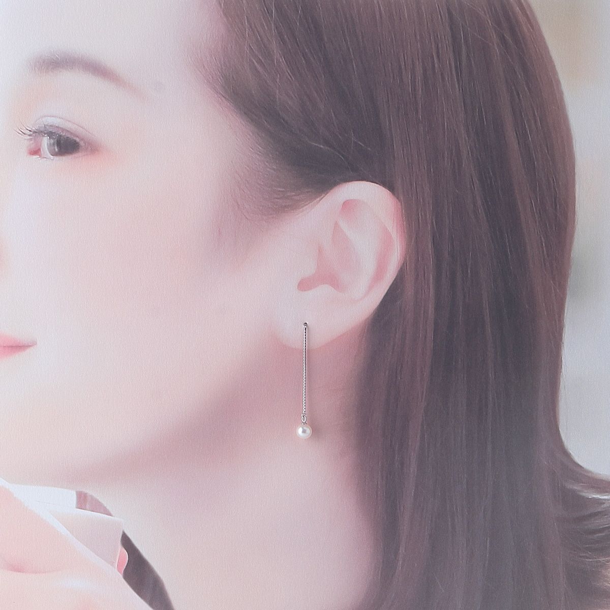 TASAKI パール チェーンピアス タサキ パール ピアス チェーン アメリカン パール5.3mm 750WG 美品