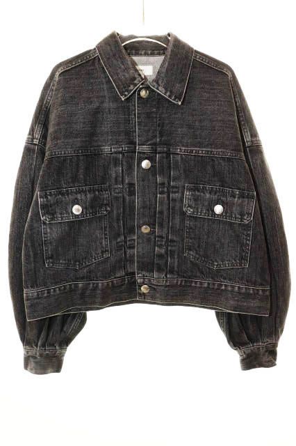 ハイク HYKE BALLOON SLEEVE DENIM JACKET TYPE 2 サイズ 1 バルーン スリーブ デニム ジャケット ブラック 【ブランド古着ベクトル】【中古】●260703