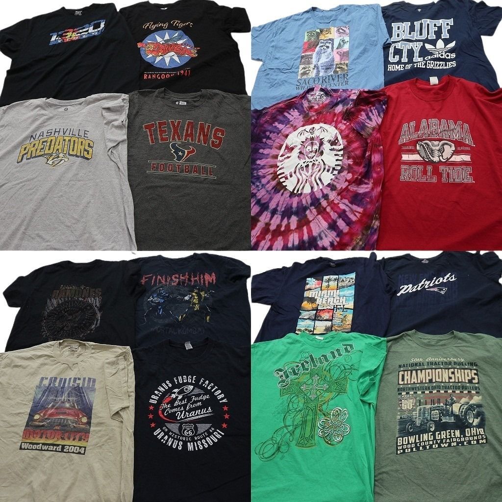 古着卸 まとめ売り プリント Tシャツ 16枚セット ( メンズ 2XL ) プロ