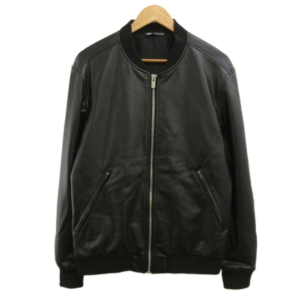 ザラ ZARA フェイクレザージャケット ブルゾン 上着 L 黒 ブラック