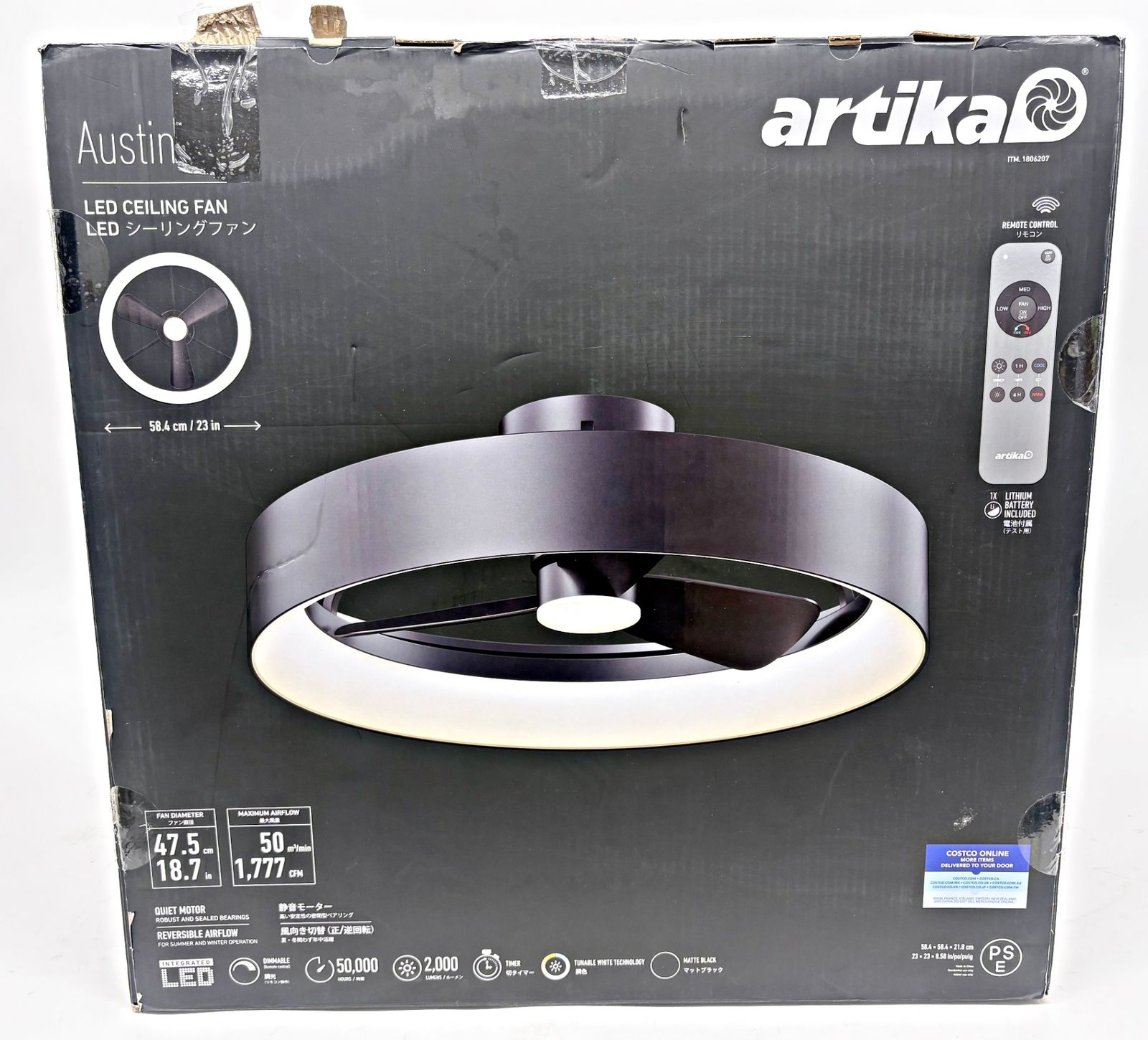 未使用 artika Austin LED シーリングファン FAN-AUR-C4BL アルティカ