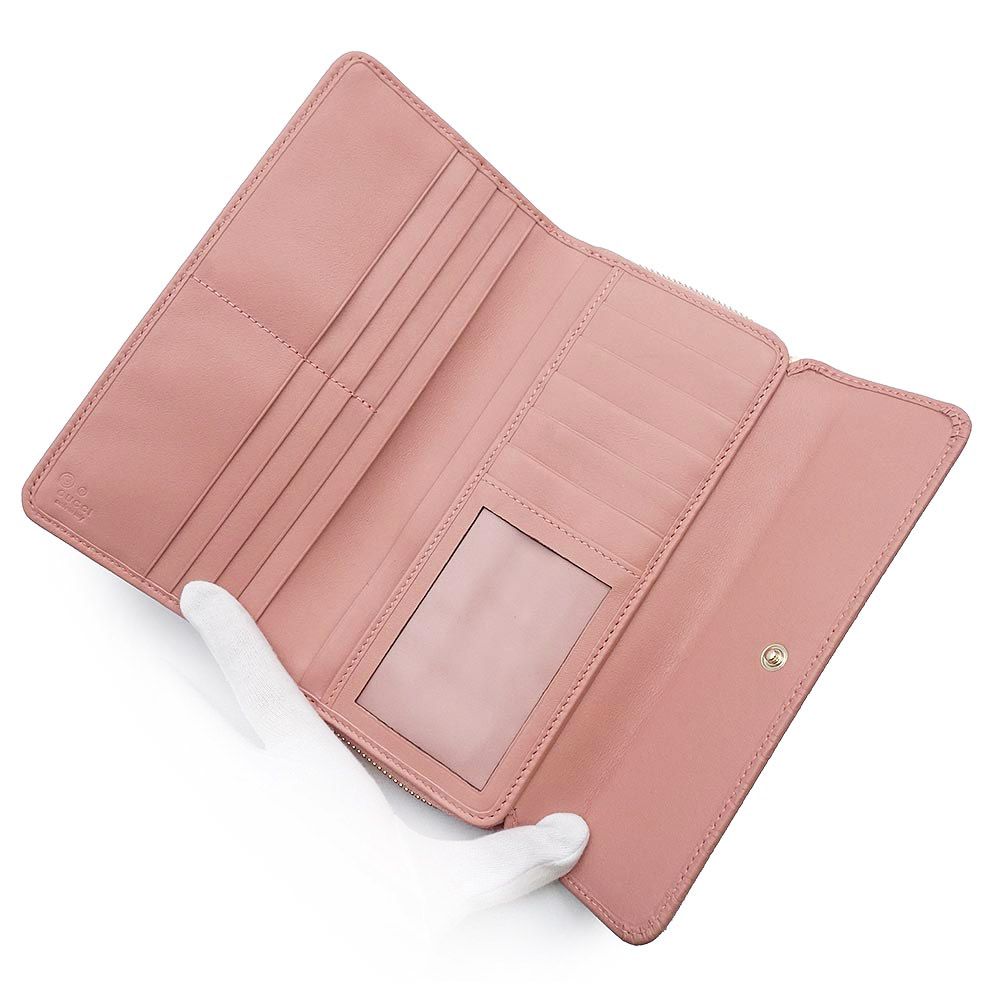 グッチ 449364 シグネチャー マイクログッチシマレザー ピンク