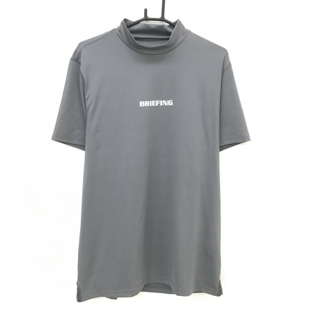 超美品】ブリーフィング 半袖ハイネックシャツ グレー×白 後ロゴ