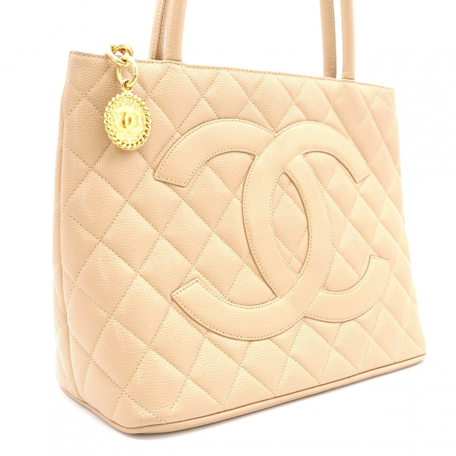 CHANEL シャネル 復刻トート トートバッグ レザー ベージュ ゴールド