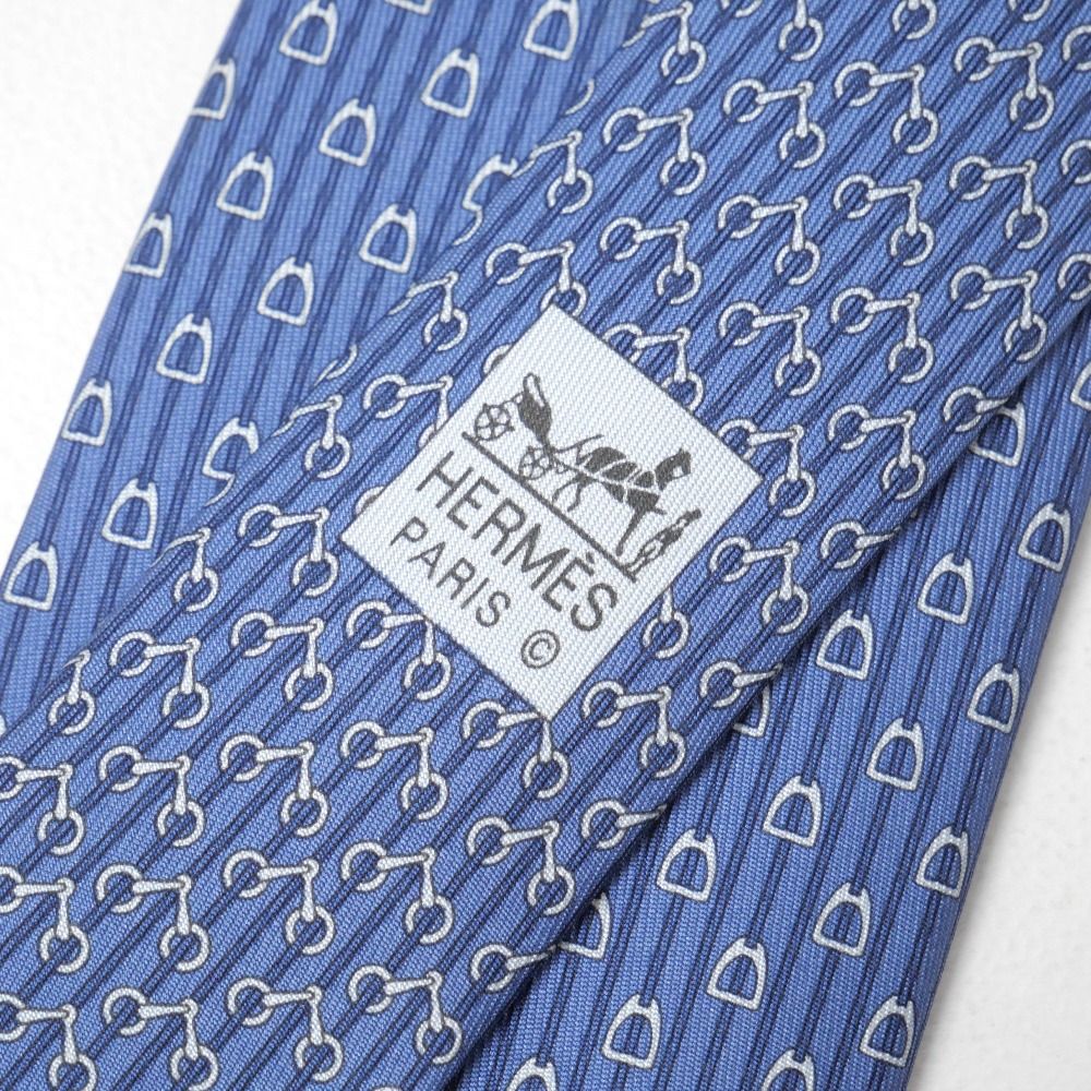 ■美品■HERMES エルメス ネクタイ シルクツイル 鐙柄 幅8cm フランス製 ブランド古着【中古】20260703/RB0040 □美品□HERMES エルメス ネクタイ シルクツイル 鐙柄 幅8cm フランス