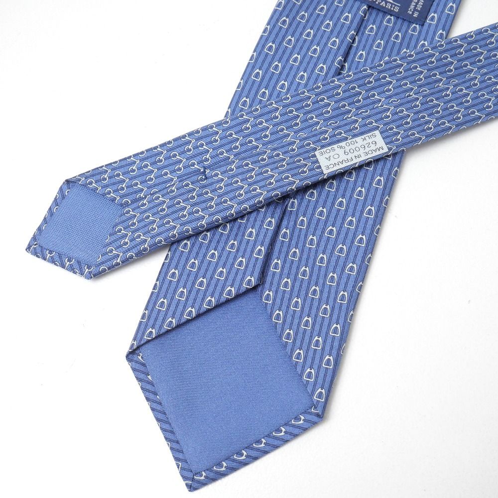 ■美品■HERMES エルメス ネクタイ シルクツイル 鐙柄 幅8cm フランス製 ブランド古着【中古】20260703/RB0040 □美品□HERMES エルメス ネクタイ シルクツイル 鐙柄 幅8cm フランス