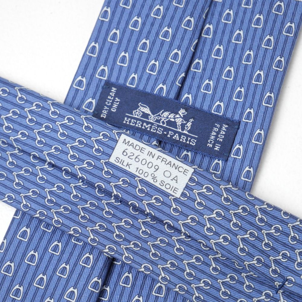■美品■HERMES エルメス ネクタイ シルクツイル 鐙柄 幅8cm フランス製 ブランド古着【中古】20260703/RB0040 □美品□HERMES エルメス ネクタイ シルクツイル 鐙柄 幅8cm フランス