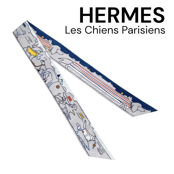 ○ 美品 エルメス HERMES ツイリー スカーフ パリジャンの犬 Les