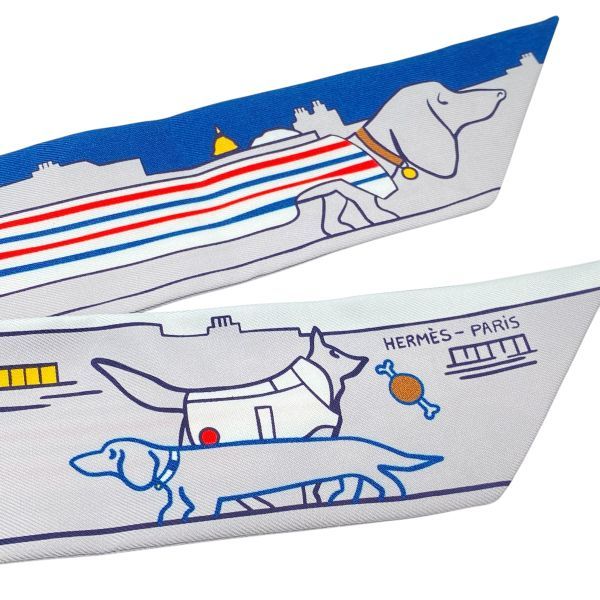 ○ 美品 エルメス HERMES ツイリー スカーフ パリジャンの犬 Les