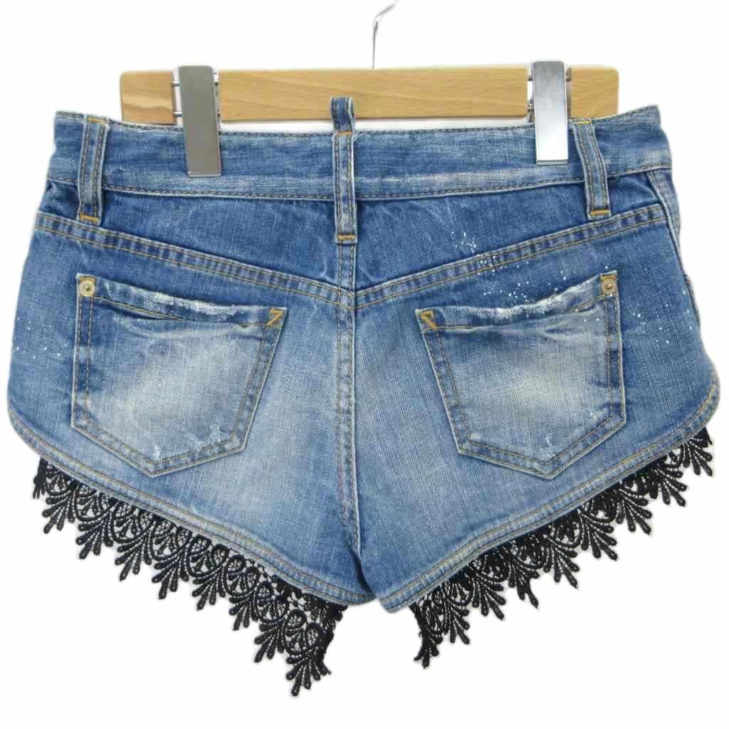 ディースクエアード DSQUARED2 デニムショートパンツ レースドッキング