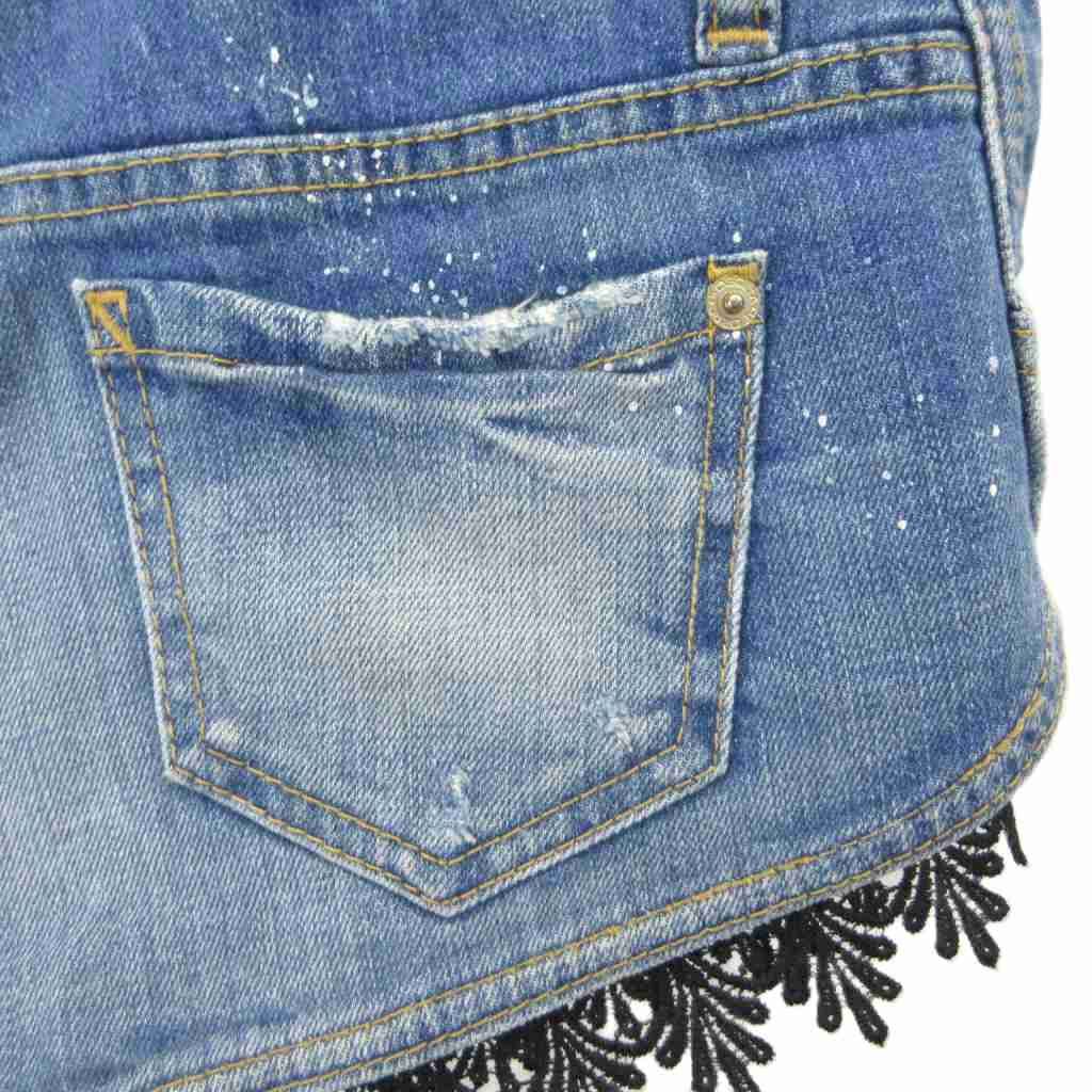 ディースクエアード DSQUARED2 デニムショートパンツ レースドッキング