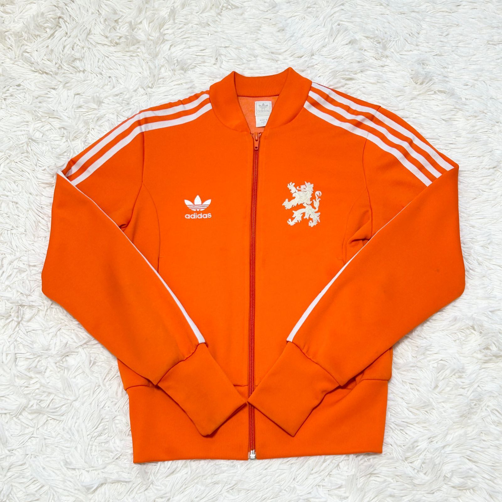 古着 adidas アディダス トラックジャケット トレフォイルロゴ スリーストライプス オレンジ S 265-7