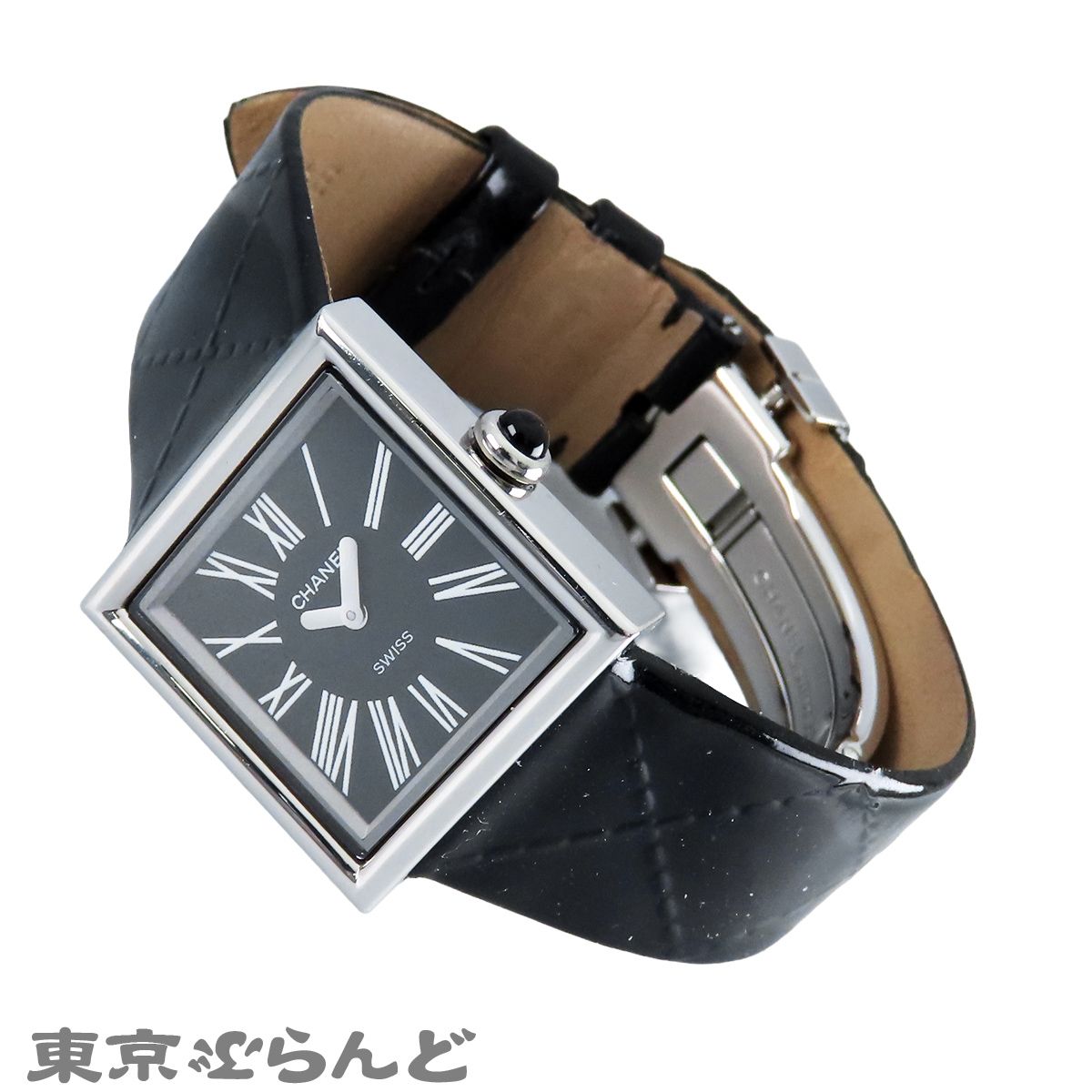 美品 シャネル CHANEL マドモアゼル スクエア レディース 腕時計 214 シャネル CHANEL マドモアゼル H0525 ブラック SS レザー スクエア