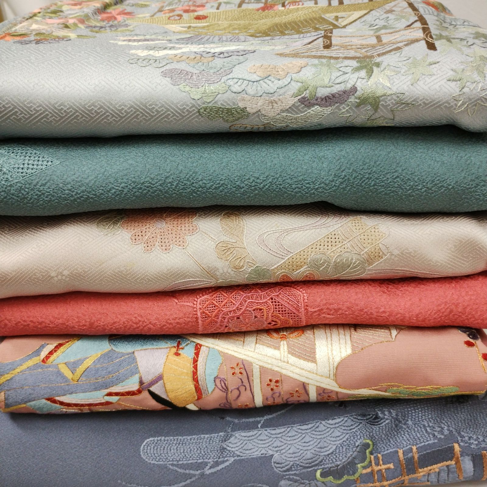 SKMN0003 ☆刺繍着物 お得な6点セット おまとめ売り リメイクなどに