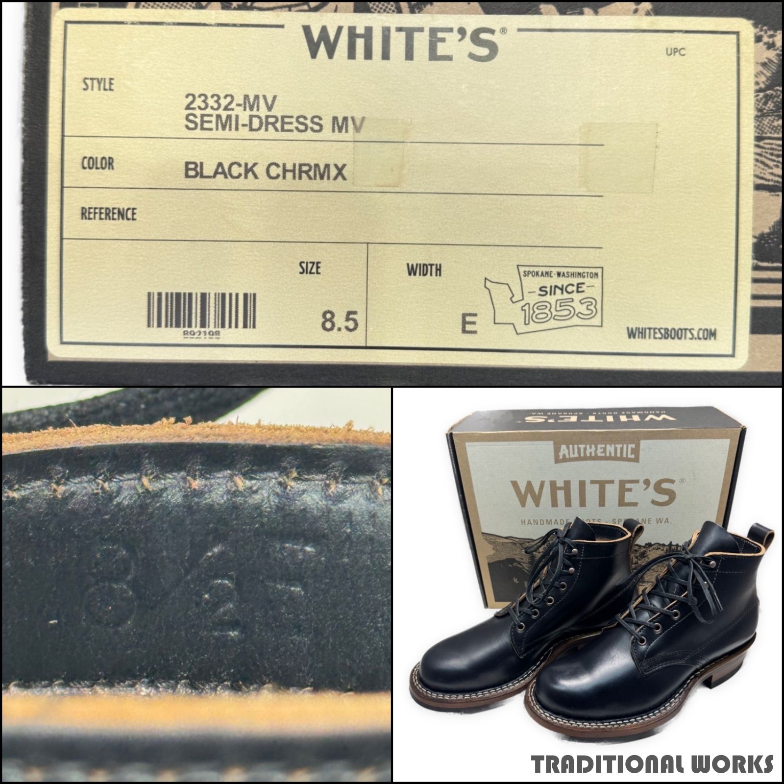 White's Boots ホワイツブーツ 2332-MV SEMI DRESS BLACK CHROMEXCEL