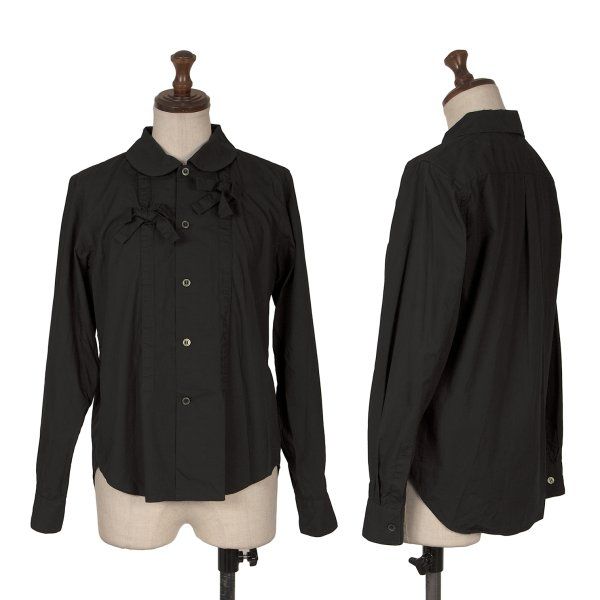 【美品】COMME des GARÇONS ブラック リボン付きシャツ S ブラックコムデギャルソンBLACK COMME des GARCONS リボンテーピング