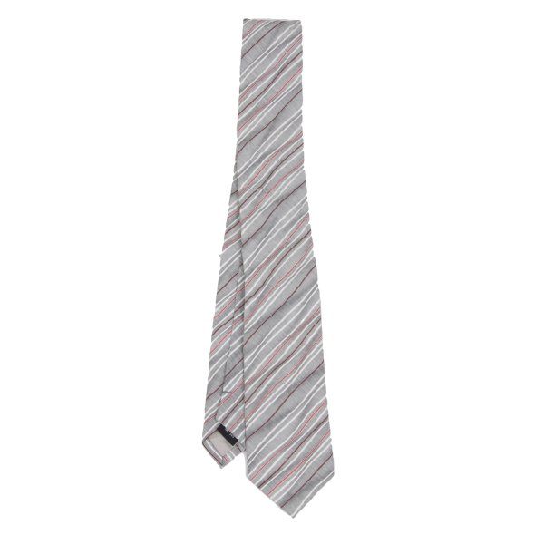イッセイミヤケ メンISSEY MIYAKE MEN コットンシルクレジメンタルジャガードネクタイ  グレー白赤 イッセイミヤケ メンISSEY MIYAKE MEN コットンシルクレジメンタル