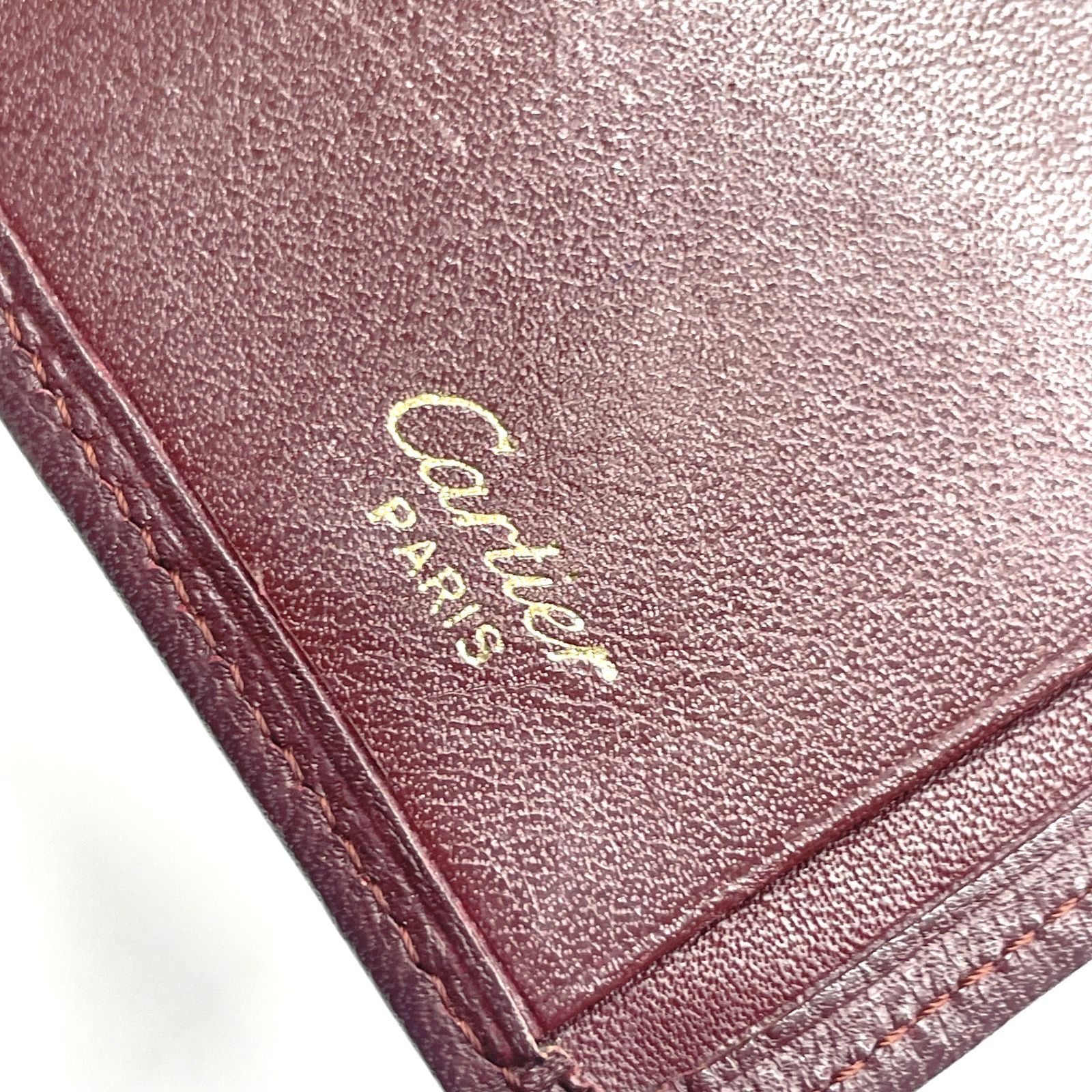 【美品】Cartier カルティエ 2つ折り財布 マスト ボルドー レザー Cartier カルティエ マスト 二つ折り 財布 レザー ボルドー - メルカリ