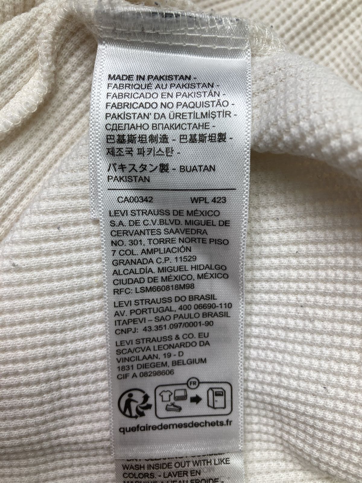 Levi's リーバイス Tシャツ/カットソー S アイボリー 無地 ミドル丈 長袖 クルーネック(丸首) メンズ レディース thumbnail 7