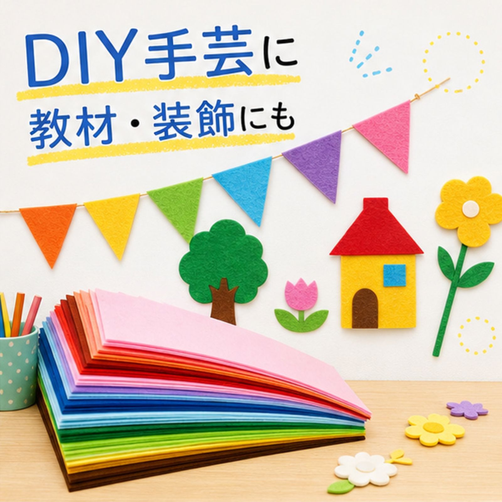 40色セット】フェルト生地シート 手芸用カットフェルト カラフル DIY