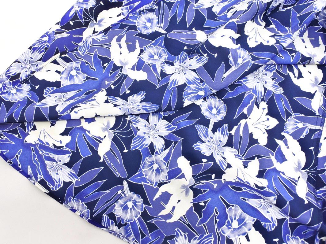 Ralph Lauren ラルフローレン 花柄 Aライン ワンピース size4/濃紺x青