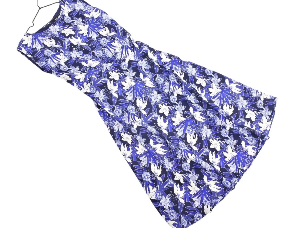 Ralph Lauren ラルフローレン 花柄 Aライン ワンピース size4/濃紺x青