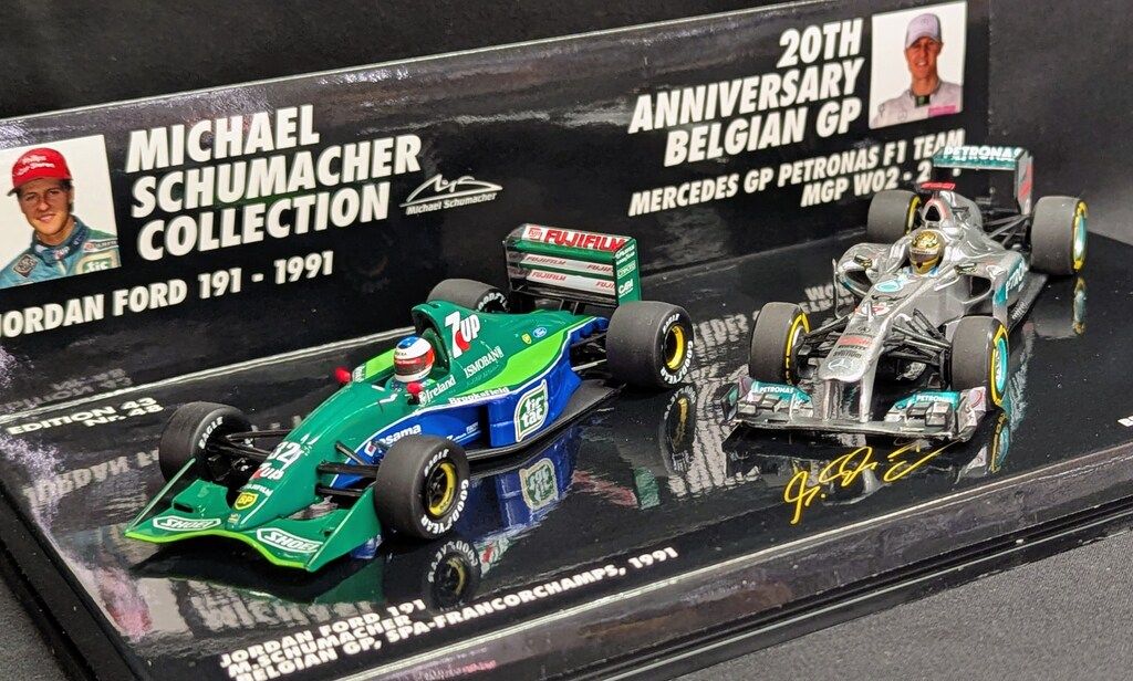 Paul'sModelArt 1/43ミニチャンプス 412 912011 2CAR SET M.Schumacher Belgian GP 1991-2011