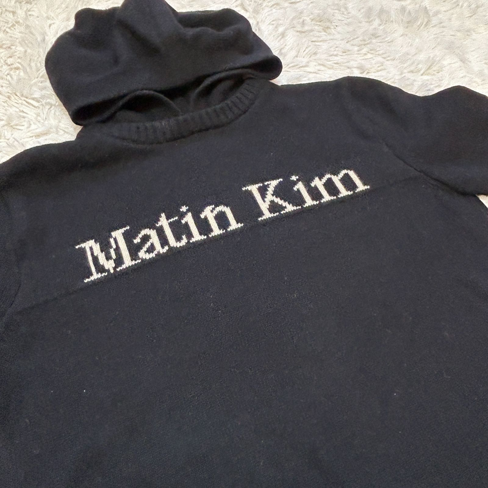 古着 Matin Kim マーティンキム ブランドロゴ ニットパーカー フーディ 