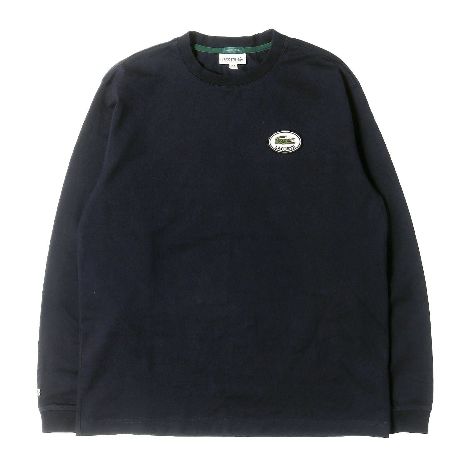 LACOSTE ラコステ Tシャツ ダークネイビー 紺 サイズ:L BEAMS 別注 ワッペン刺繍 ロングスリーブ Tシャツ MADE IN JAPAN EXCLUSIVE EDITION 日本製 トップス カットソー 長袖【メンズ】【中古】