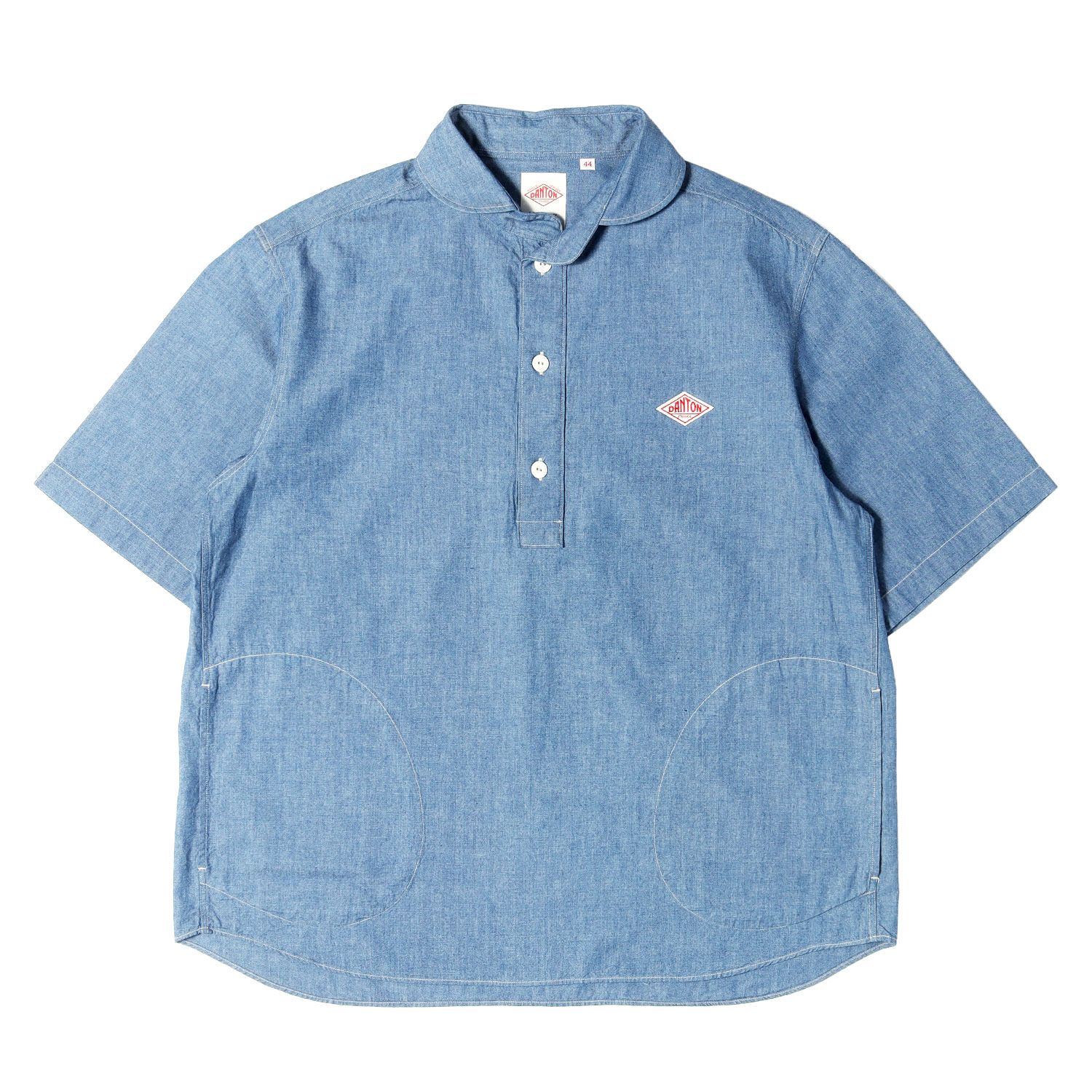 美品】DANTON ダントン シャツ ネイビー 紺 サイズ:44(XL) 21SS 丸えり