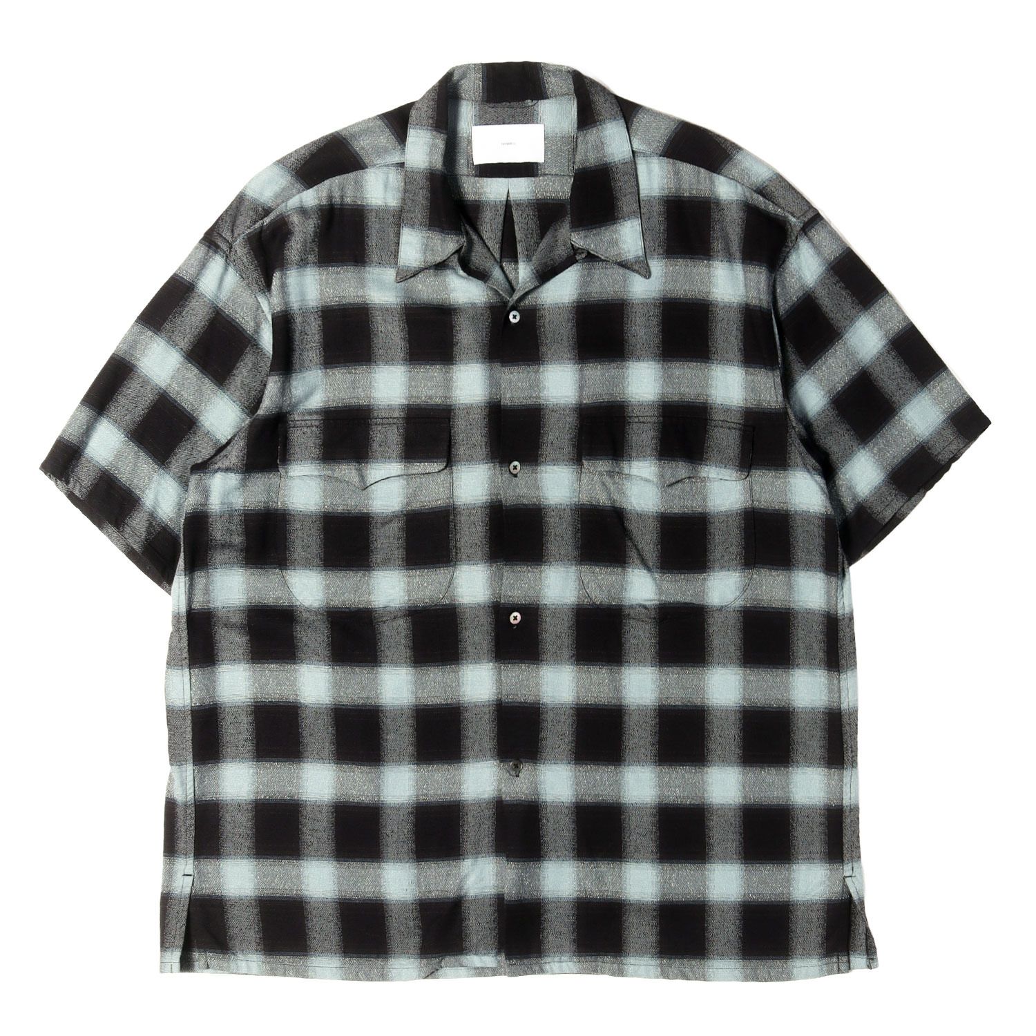【美品】SUGARHILL シュガーヒル シャツ ターコイズブルー サイズ:０ 23SS オンブレチェック レーヨン 半袖 シャツ OMBRE PLAID LOOSE HALF SLEEVE BLOUSE トップス カジュアルシャツ 日本製【メンズ】【中古】