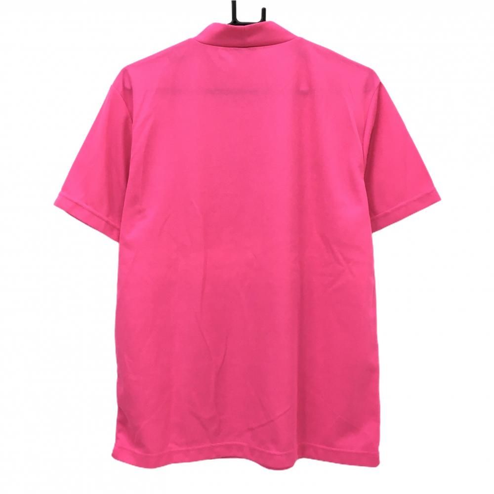 超美品】ムータマリン 半袖ハイネックシャツ 蛍光ピンク×グレー系 ロゴ