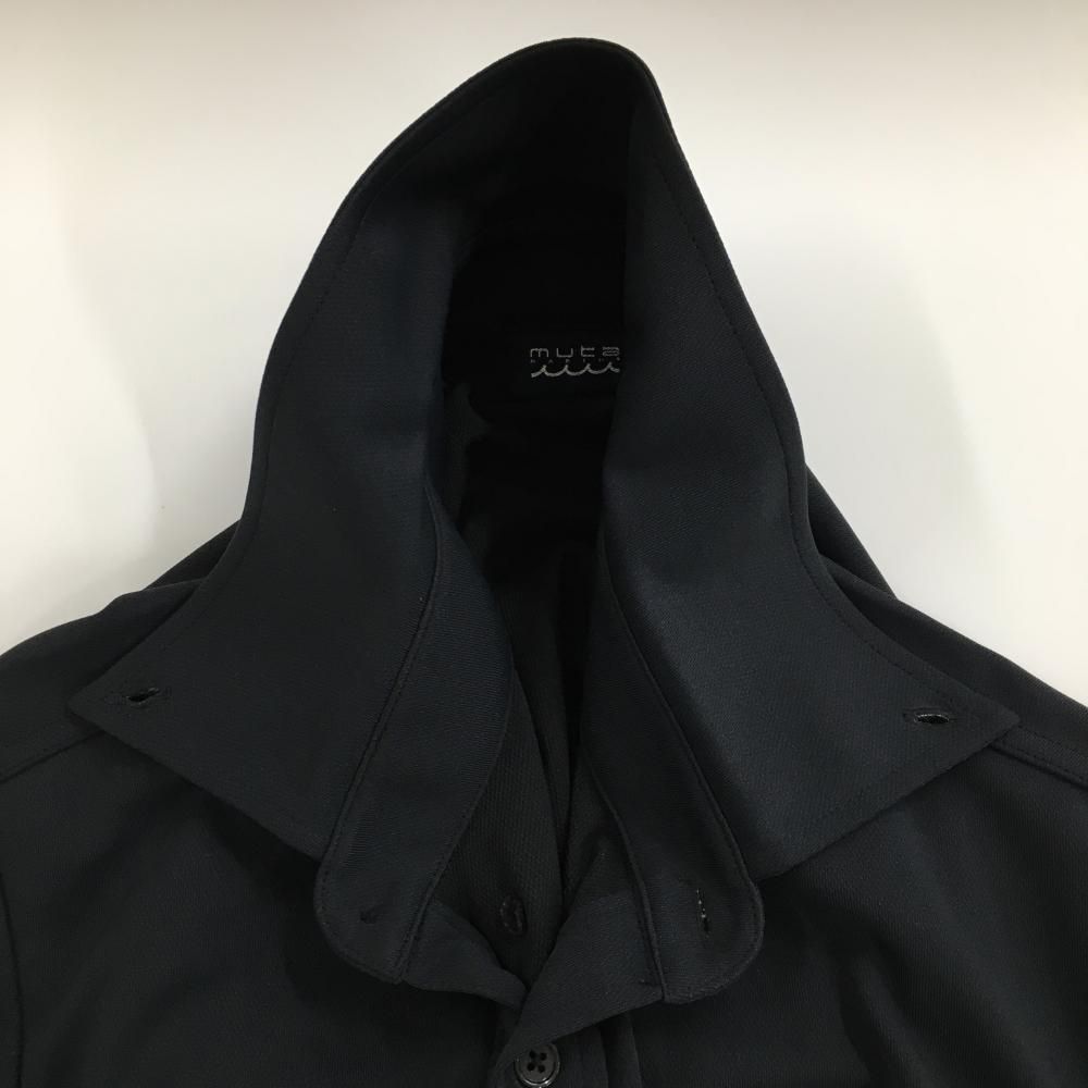 美品】ムータマリン 半袖ポロシャツ 黒×白 バイカラー ボタンダウン