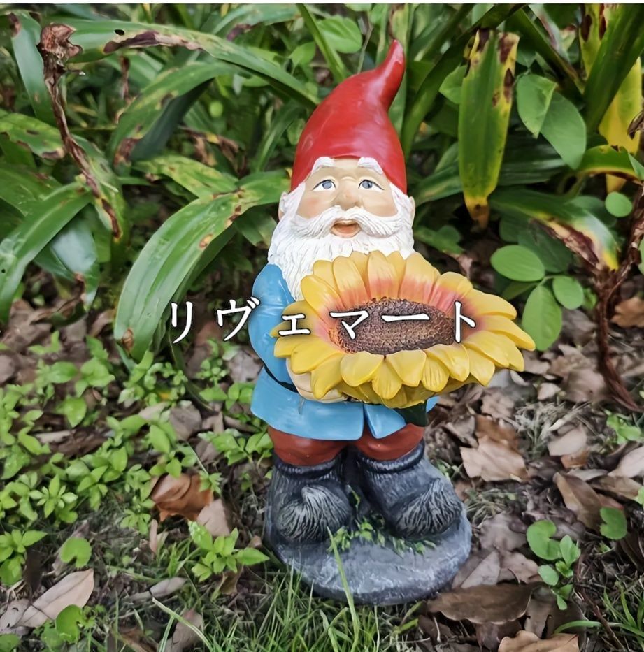 バードフィーダー 小鳥 野鳥 用 給餌器 餌箱 餌台えさ置き 置物 ヒマワリを持っている小人 ひまわり 可愛い 餌入れ 鳥 ガーデンオブジェ インテリア ガーデニング ペット食器 野鳥観察 バード用品 インテリア雑貨 樹脂A03
