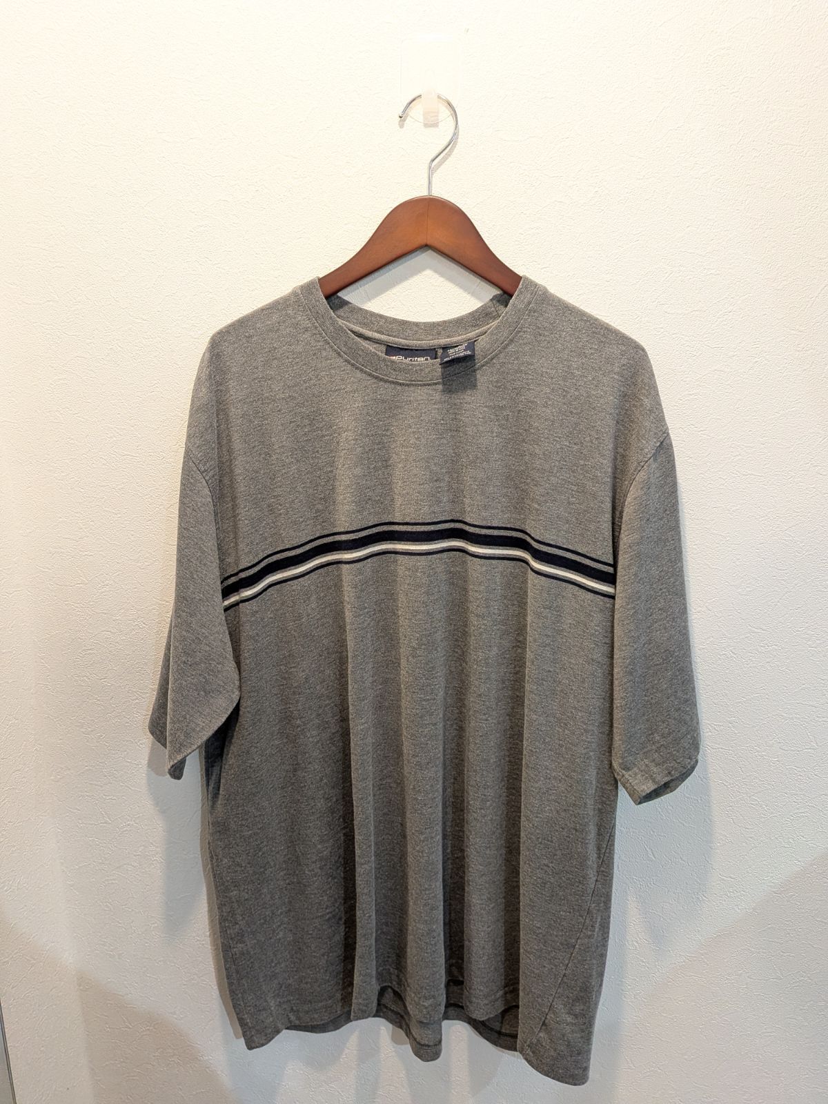 90s 00s Puritanピューリタン ボーダーTシャツ 半袖 グレー 美品 90s Puritan ピューリタン Tシャツ 半袖 ボーダー グレー 2XL