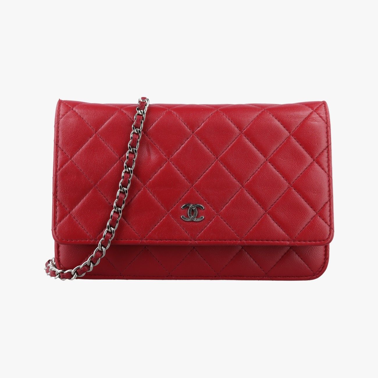 シャネルChanelマトラッセ ココマーク レッド ラムスキン A33814