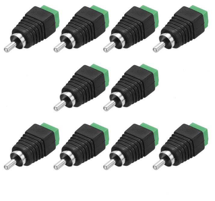 10pcs RCA Cable Solderless Adapter Audio/Video Speaker Wire RCA Major Plug Screw Terminal Connector Black