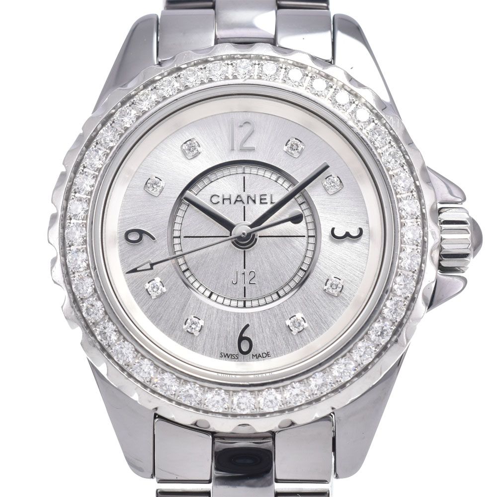 シャネル CHANEL H3402 J12 ダイヤモンド シルバー クォーツ