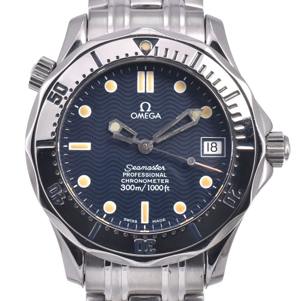 送料込み【 オメガ 】 18mm 2コマ オメガ OMEGA 2552.80 シーマスター プロフェッショナル 300M ネイビー