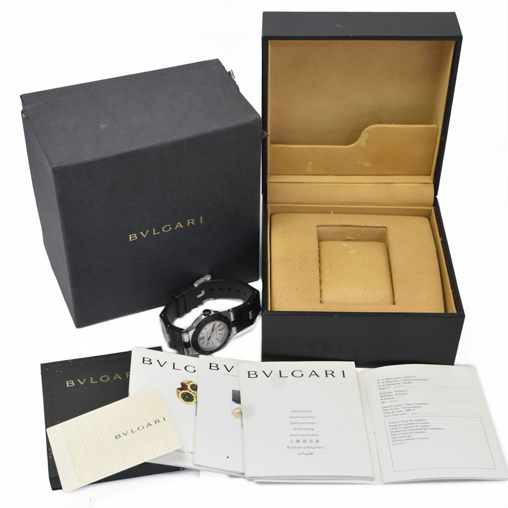 BVLGARI ブルガリ　アルミニウム　AL32TAVD クオーツ　箱　保証書付 ブルガリ BVLGARI AL32TA アルミニウム デイト シルバー クォーツ ユニ