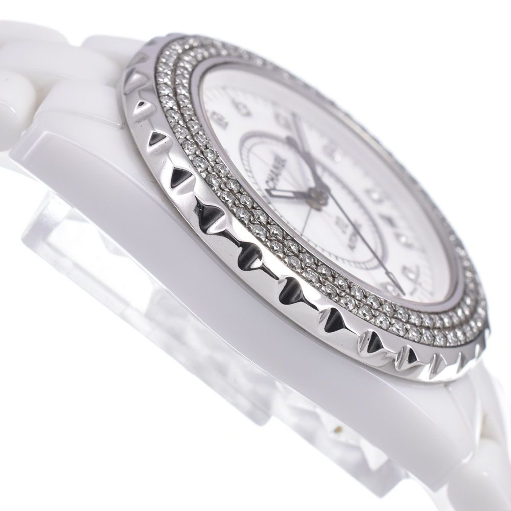 シャネル CHANEL H1629 J12 ホワイトセラミック ダイヤモンド デイト