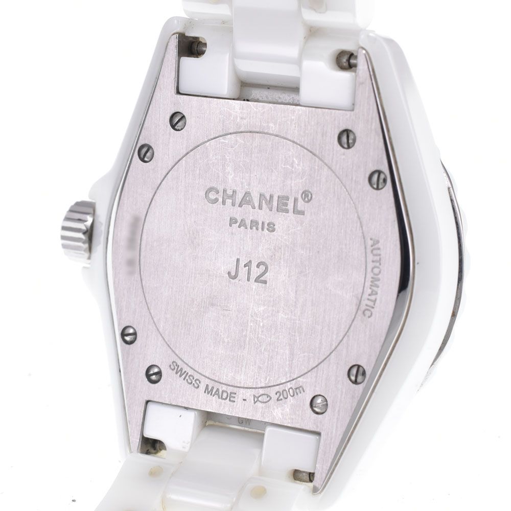 シャネル CHANEL H1629 J12 ホワイトセラミック ダイヤモンド デイト